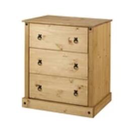 EONLION 3 Drawer Budget Solid Pine Mexican Chest Of Drawers in Natural - thumbnail 1