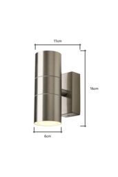 BHS Lighting Jared Steel Outdoor Up & Down Wall Light in Silver - thumbnail 5