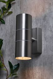 BHS Lighting Jared Steel Outdoor Up & Down Wall Light in Silver - thumbnail 4