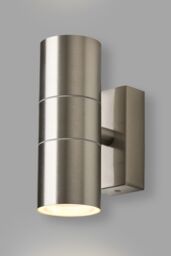 BHS Lighting Jared Steel Outdoor Up & Down Wall Light in Silver - thumbnail 1