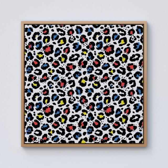 Warren Reed - Designer Coloured Leopard Print Framed Canvas in Light Brown - Size: w40 inch x h40 inch - image 1