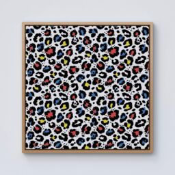 Warren Reed - Designer Coloured Leopard Print Framed Canvas in Light Brown - Size: w40 inch x h40 inch - thumbnail 1
