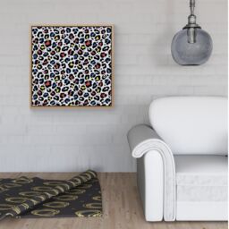 Warren Reed - Designer Coloured Leopard Print Framed Canvas in Light Brown - Size: w40 inch x h40 inch - thumbnail 2