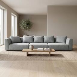 Abakus Direct Tokyo 5 Seater Sofa Basket Weave Fabric with Deep Seats in Grey - thumbnail 3