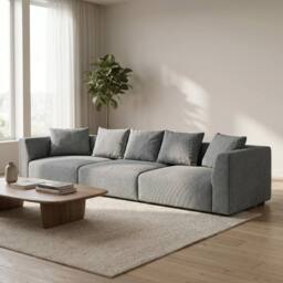 Abakus Direct Tokyo 5 Seater Sofa Basket Weave Fabric with Deep Seats in Grey - thumbnail 2
