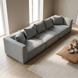 Abakus Direct Tokyo 5 Seater Sofa Basket Weave Fabric with Deep Seats in Grey - thumbnail 6
