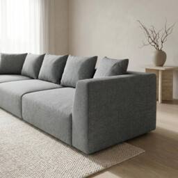 Abakus Direct Tokyo 5 Seater Sofa Basket Weave Fabric with Deep Seats in Grey - thumbnail 5