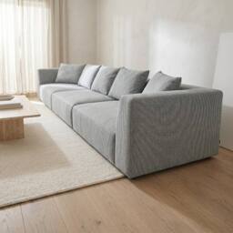 Abakus Direct Tokyo 5 Seater Sofa Basket Weave Fabric with Deep Seats in Grey - thumbnail 4