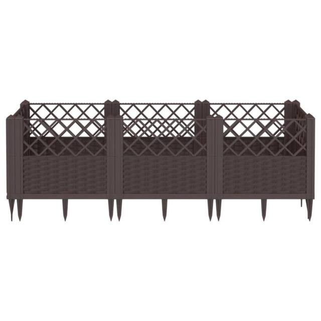 Berkfield Home Beautiful Garden Planter with Pegs Brown 123.5x43.5x43.5 cm PP - image 1