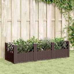 Berkfield Home Beautiful Garden Planter with Pegs Brown 123.5x43.5x43.5 cm PP - thumbnail 2