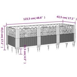 Berkfield Home Beautiful Garden Planter with Pegs Brown 123.5x43.5x43.5 cm PP - thumbnail 8