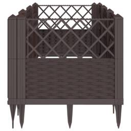 Berkfield Home Beautiful Garden Planter with Pegs Brown 123.5x43.5x43.5 cm PP - thumbnail 4