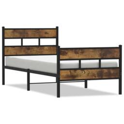 Berkfield Home Metal Bed Frame without Mattress Smoked Oak 100x200 cm in Brown - thumbnail 1