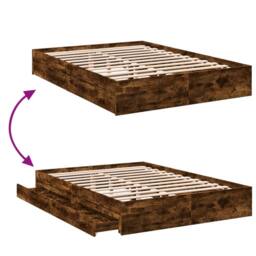 Berkfield Home Modern Bed Frame with Drawers without Mattress Smoked Oak 160x200 cm in Brown - thumbnail 7