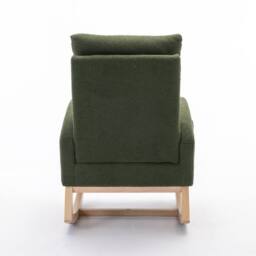 Direct Wicker Mid Century Modern Teddy Fabric Upholstered Rocking Chair Padded Seat in Green - Size: 1 Pack - thumbnail 3
