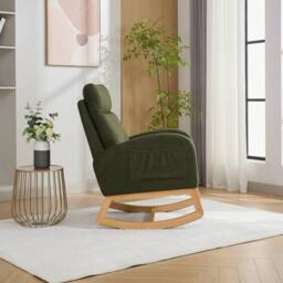 Direct Wicker Mid Century Modern Teddy Fabric Upholstered Rocking Chair Padded Seat in Green - Size: 1 Pack - thumbnail 2