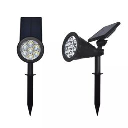 ENER-J 7W Solar Spike Garden Light, 1800 mAh battery, 5.5V 1.5W Solar Panel, IP44, RGB (Pack of 2) in White - Size: 25 cm diameter x 19 cm high - thumbnail 3