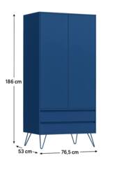 Harmin Modern 3 Piece Navy Bedroom Furniture Set - Wardrobe, Chest & Bedside - thumbnail 7