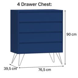 Harmin Modern 3 Piece Navy Bedroom Furniture Set - Wardrobe, Chest & Bedside - thumbnail 8