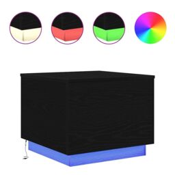 Berkfield Home Coffee Table with LED Lights Black Oak 50x50x40 cm - Size: 50 x 50 x 40 cm - thumbnail 3