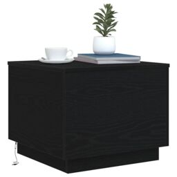 Berkfield Home Coffee Table with LED Lights Black Oak 50x50x40 cm - Size: 50 x 50 x 40 cm - thumbnail 6