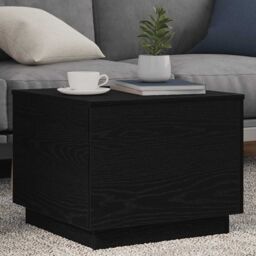 Berkfield Home Coffee Table with LED Lights Black Oak 50x50x40 cm - Size: 50 x 50 x 40 cm - thumbnail 4