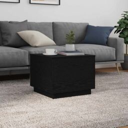 Berkfield Home Coffee Table with LED Lights Black Oak 50x50x40 cm - Size: 50 x 50 x 40 cm - thumbnail 5