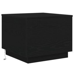 Berkfield Home Coffee Table with LED Lights Black Oak 50x50x40 cm - Size: 50 x 50 x 40 cm - thumbnail 2
