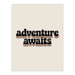 "Artery8 Adventure Awaits Retro Rainbow Font Typography Wall Art Print in Beige - Size: W12"" x H16""" - thumbnail 1