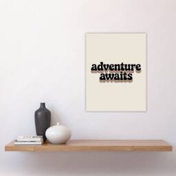 "Artery8 Adventure Awaits Retro Rainbow Font Typography Wall Art Print in Beige - Size: W12"" x H16""" - thumbnail 4