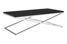 Orsina White & Black Coffee Table, Luxury Modern Rectangular Coffee Table, Wood Top Metal Frame Coffee Table - thumbnail 2