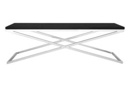 Orsina White & Black Coffee Table, Luxury Modern Rectangular Coffee Table, Wood Top Metal Frame Coffee Table - thumbnail 4