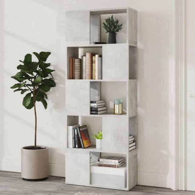 Berkfield Home Decorative Book Cabinet Room Divider Concrete Grey 60x24x155 cm - Size: 60 x 24 x 155 cm - image 1