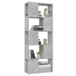 Berkfield Home Decorative Book Cabinet Room Divider Concrete Grey 60x24x155 cm - Size: 60 x 24 x 155 cm - thumbnail 4
