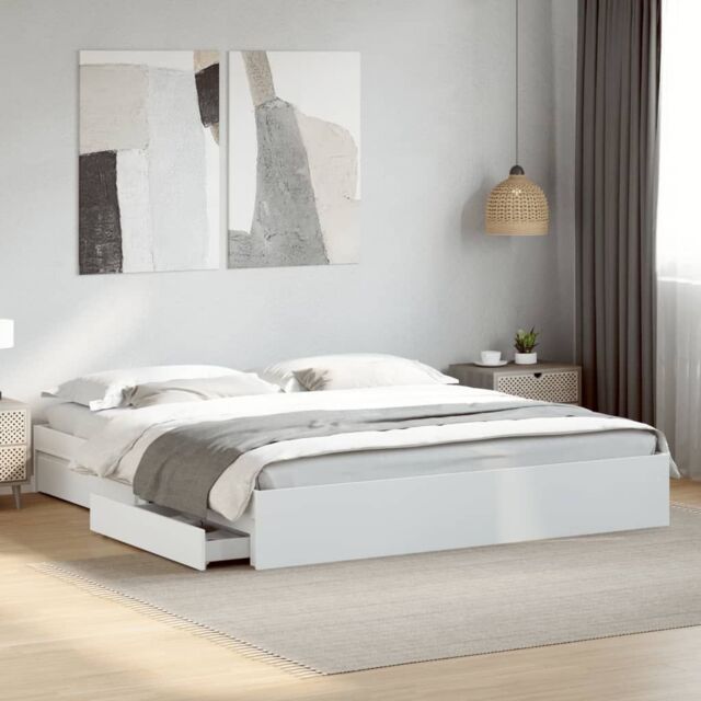 Berkfield Home Bed Frame with Drawers without Mattress White 180x200 cm Super King - image 1