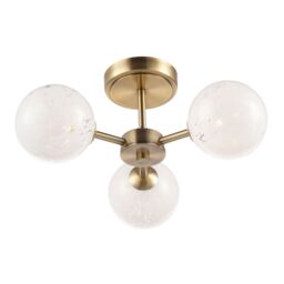 Happy Homewares Designer Ceiling Light Fitting with Round White Confetti Snowflake Glass Shades in Metallic Gold - thumbnail 5