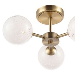 Happy Homewares Designer Ceiling Light Fitting with Round White Confetti Snowflake Glass Shades in Metallic Gold - thumbnail 4