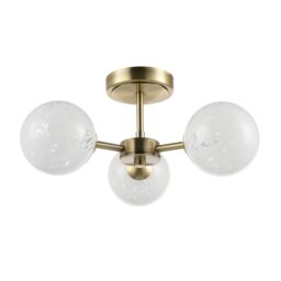 Happy Homewares Designer Ceiling Light Fitting with Round White Confetti Snowflake Glass Shades in Metallic Gold - thumbnail 2