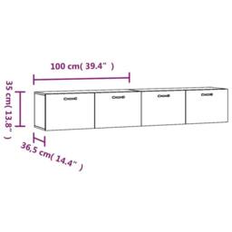 Berkfield Home Wall Cabinets 2 pcs Smoked Oak 100x36.5x35 cm Engineered Wood in Brown - thumbnail 8