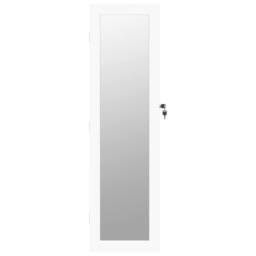 Berkfield Home Mirror Jewellery Cabinet Wall Mounted White 30x8.5x106 cm - thumbnail 4