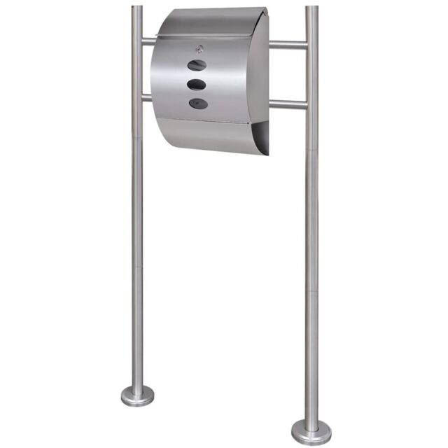 Berkfield Home Mailbox on Stand Stainless Steel in Silver - image 1