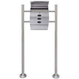 Berkfield Home Mailbox on Stand Stainless Steel in Silver - thumbnail 2