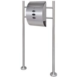 Berkfield Home Mailbox on Stand Stainless Steel in Silver - thumbnail 1