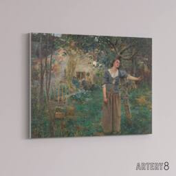 "Artery8 Bastien Lepage Joan Of Arc Painting Canvas Wall Art Print in Green - Size: W24"" x H32""" - thumbnail 2