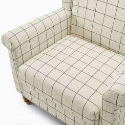 FurnitureboxUK Maisette Cream Check Fabric Wingback Accent Armchair - thumbnail 8