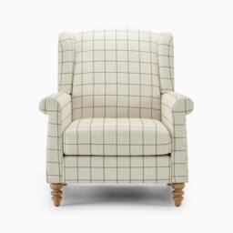 FurnitureboxUK Maisette Cream Check Fabric Wingback Accent Armchair - thumbnail 5