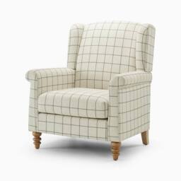 FurnitureboxUK Maisette Cream Check Fabric Wingback Accent Armchair - thumbnail 4
