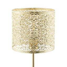 Happy Homewares Classic Chic Moroccan Themed Shiny Gold Table Lamp with Inline Switch - thumbnail 5