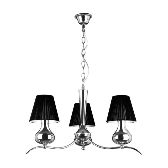 Orsina 3 Arm Chrome & Black Pendant Light, Hanging Ceiling Fixture With Cone Shades, Triple Light Ceiling Fixture - image 1