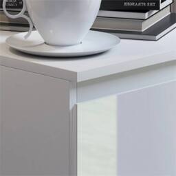 Nordara 2 Drawer High Gloss Bedside Table Matt Frame Bedroom Nightstand in White - Size: 0.6m2 - thumbnail 5